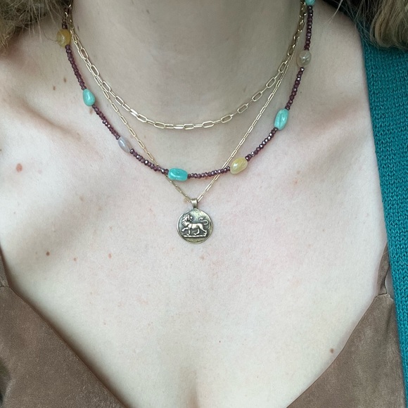 Handmade gemstone layering necklace of garnet, Amazonite and Botswana agate. - Picture 14 of 16